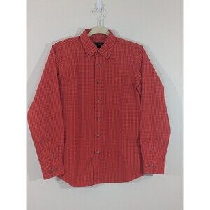 Ariat Boys Teen Pro Series Plaid Red Button Down Shirt Cowboy Western Sz XL (18)